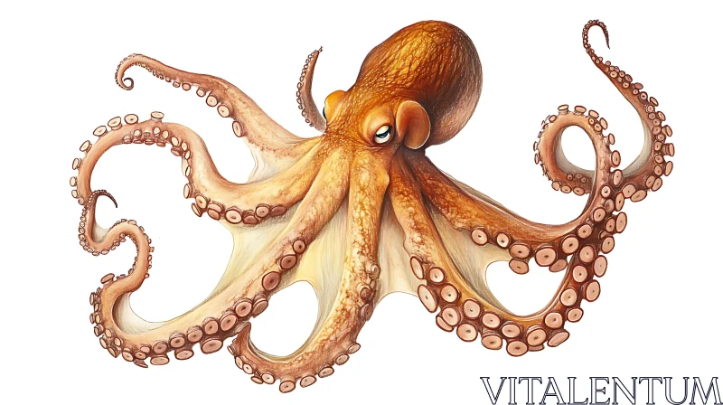 Artistic Depiction of an Octopus AI Image