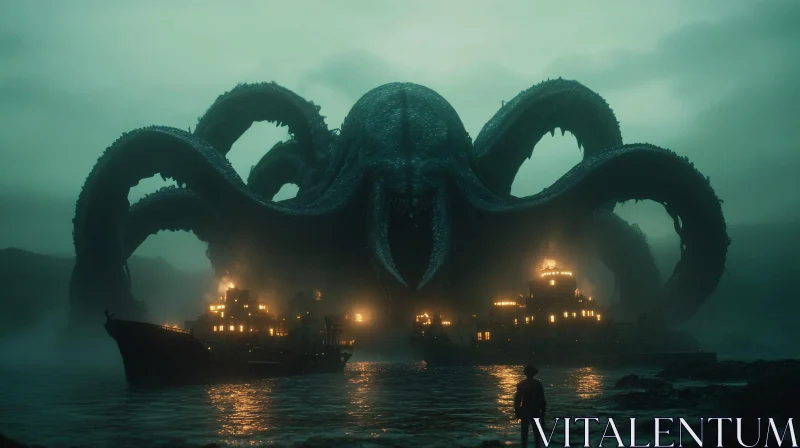 Massive Oceanic Creature Confronts Ships