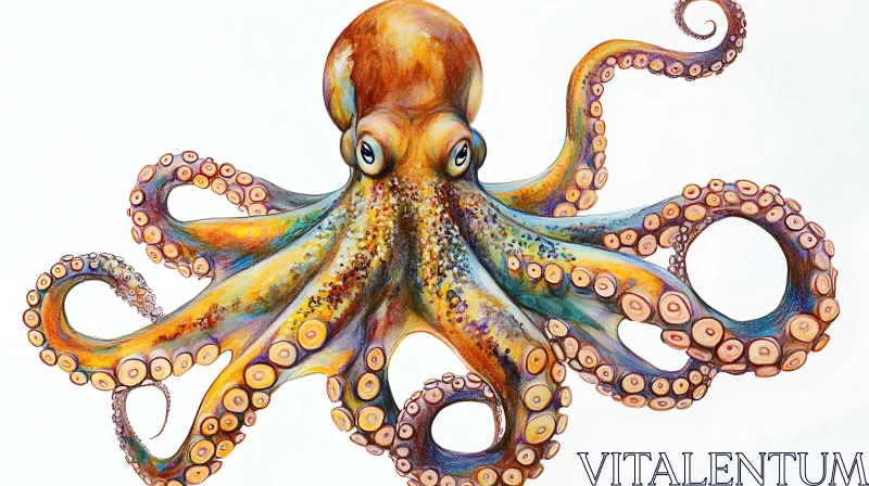 Vibrant Octopus Illustration with Swirling Tentacles