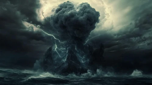 Intense Sea Storm with Ominous Skies