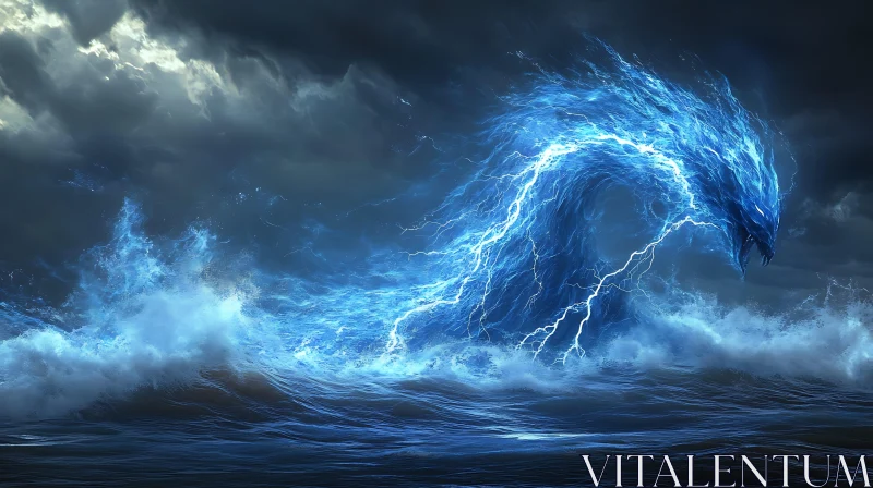 AI ART Electrifying Oceanic Beast Amidst a Storm