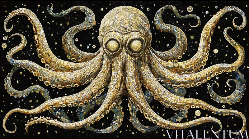 Detailed Octopus Mosaic Artwork AI Image