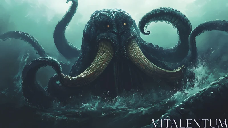 Giant Sea Monster Kraken Emerging AI Image