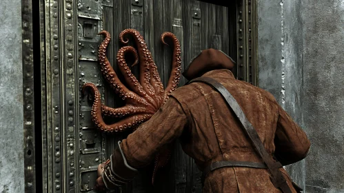 Intriguing Octopus Tentacles on Door with Explorer