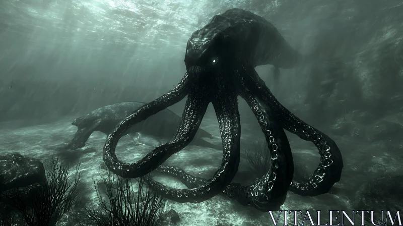 Colossal Sea Monster in Murky Waters AI Image