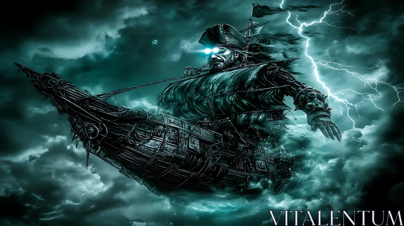 Pirate Ghost Ship in the Storm AI Image