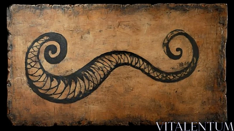 AI ART Intricate Black Spirals on Textured Wood