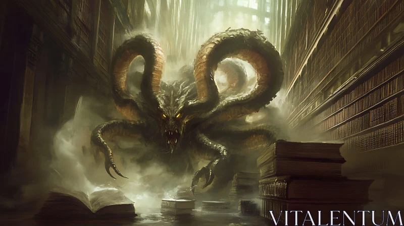 Monstrous Encounter in Dark Library