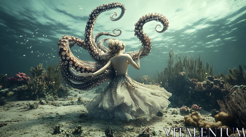 AI ART Fantasy Marine World with Woman and Tentacles