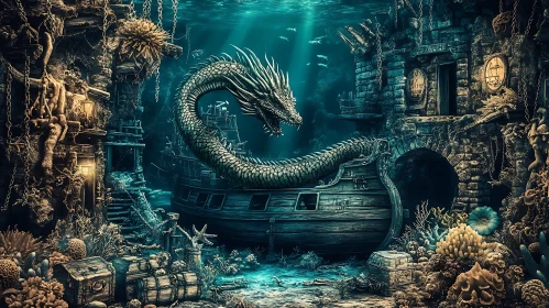 Mythical Dragon in Sunken Ship