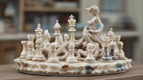 Marine Life Ivory Chess Set Art