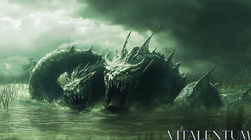 AI ART Ominous Hydra in Swamp