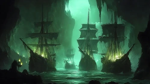 Spectral Ships in a Gloomy Green Cave