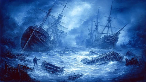 Dramatic Ocean Shipwreck Amidst Storm