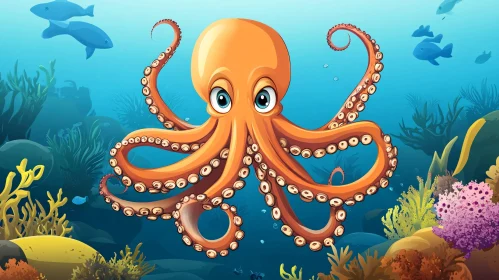 Vibrant Underwater Octopus Illustration