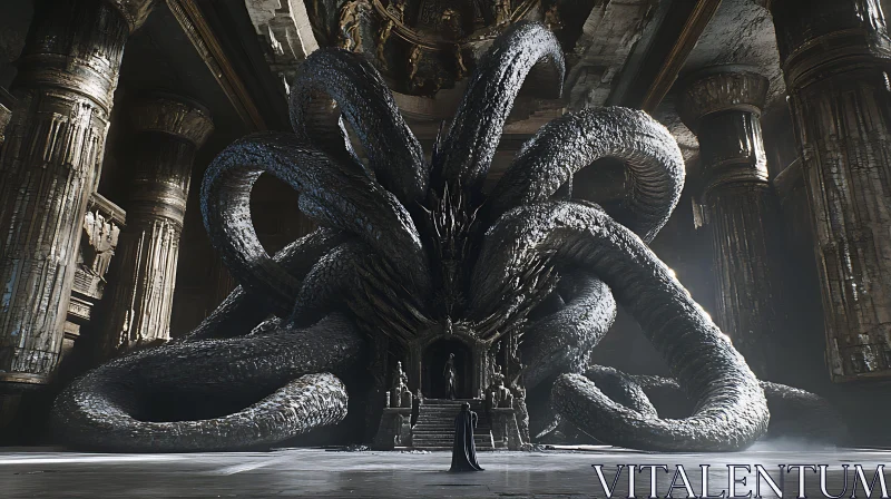 Ancient Temple with Tentacles AI Image