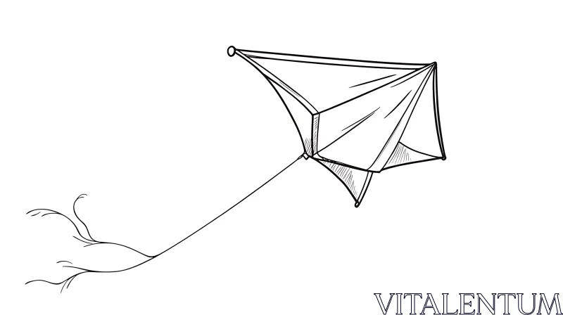 Minimalist Kite Outline Drawing AI Image