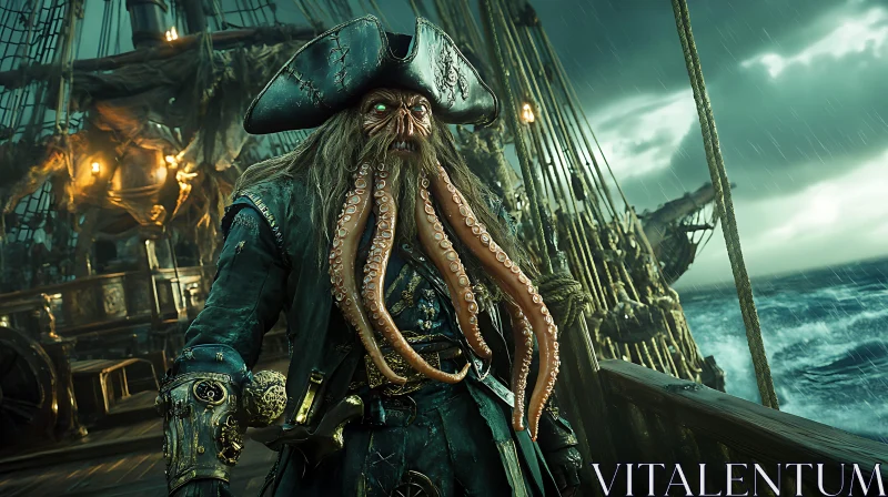 Tentacled Pirate at Sea AI Image