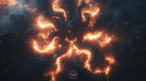 Infernal Demonic Entity with Flaming Tentacles