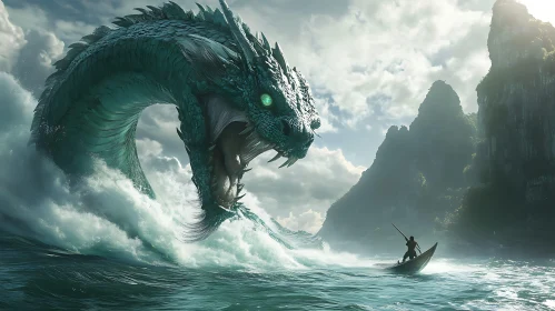 Awe-inspiring Sea Dragon and Warrior Clash