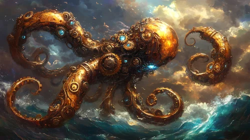 Fantasy Steampunk Octopus Art