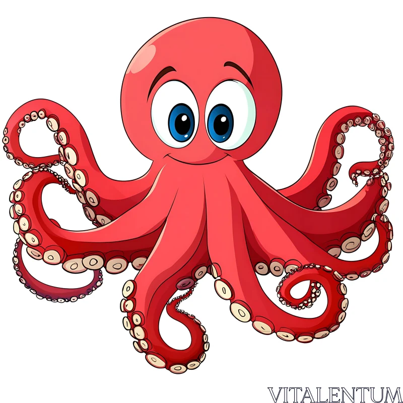 Cheerful Animated Red Octopus
