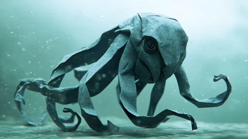 Intricate Origami Octopus under the Sea