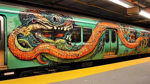 Vivid Dragon Art on Urban Train