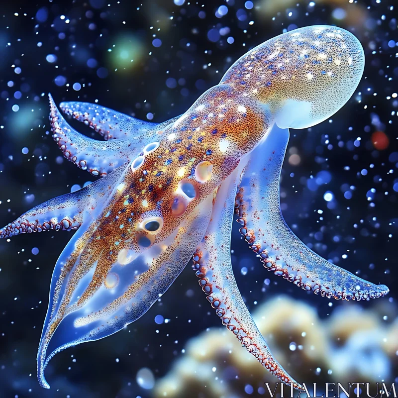 Translucent Marine Squid with Bioluminescence AI Image