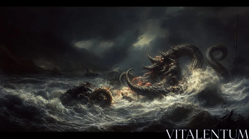 Kraken Emerges in Chaotic Storm AI Image