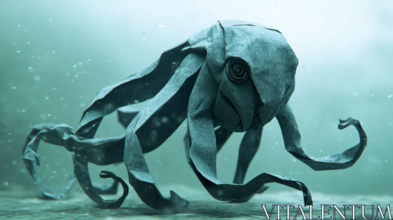 Intricate Origami Octopus under the Sea AI Image