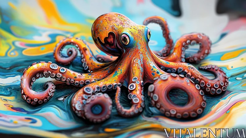 Vivid Octopus in Abstract Art AI Image