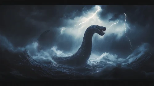 Mysterious Sea Monster Under Lightning