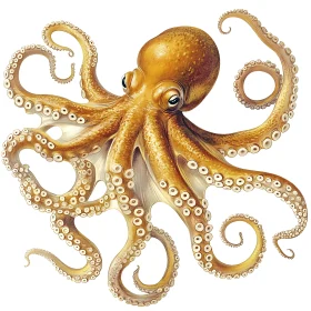 Golden-Brown Octopus Illustration