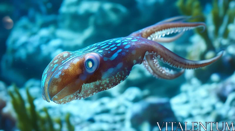 Vibrant Marine Life: The Graceful Cephalopod AI Image