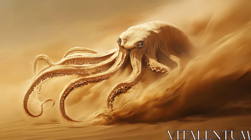 Sand Octopus in Desert AI Image