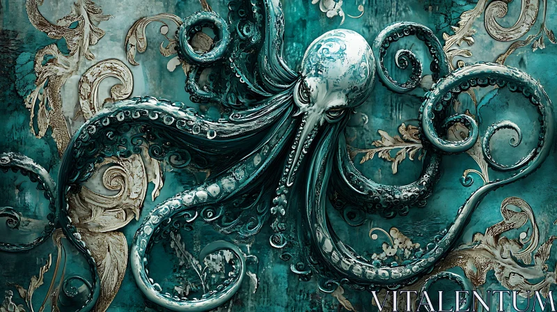 Elaborate Octopus with Artistic Tentacles AI Image