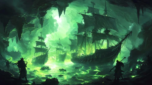 Pirate Ships in Green Glow Cavern