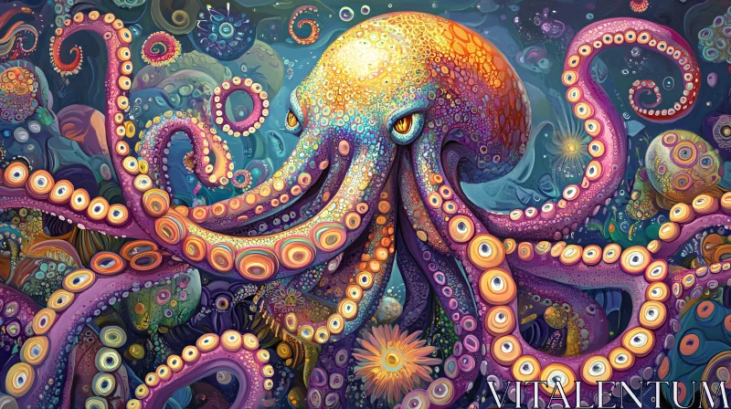 Surreal Octopus Art with Vibrant Colors AI Image