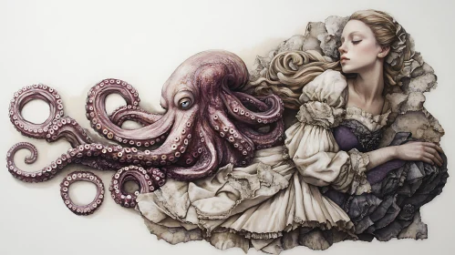 Surrealistic Union of Woman and Octopus