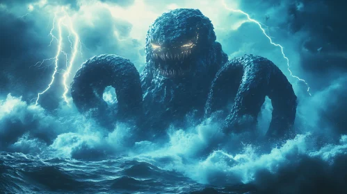 Giant Kraken in a Storm