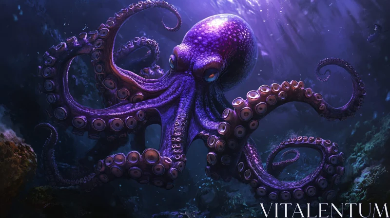 Mystical Marine Life: Purple Octopus AI Image