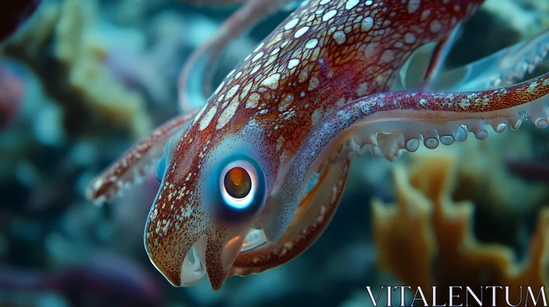 Marine Life: Detailed Squid Portrait AI Image