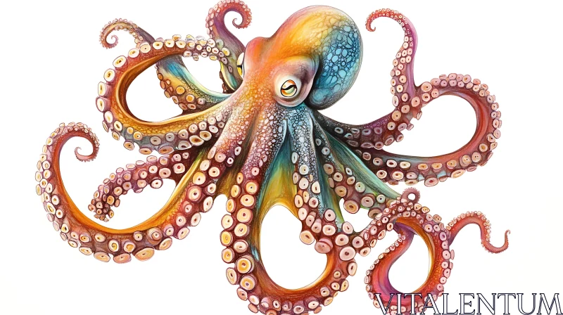 Vibrant Octopus Artwork with Dynamic Tentacles AI Image