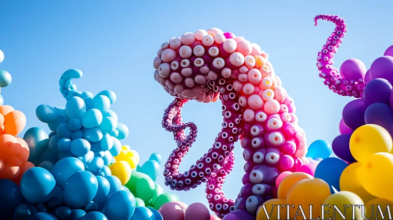 AI ART Vibrant Balloon Sculptures of Octopus Tentacles