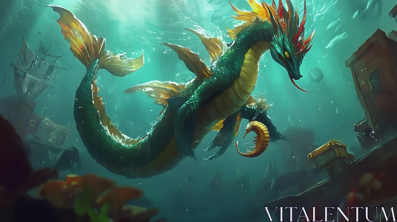 AI ART Underwater Fantasy Dragon