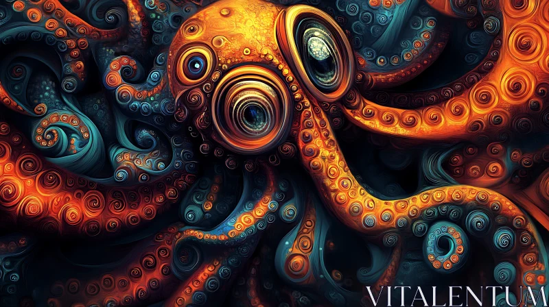 AI ART Abstract Colorful Octopus with Tentacles