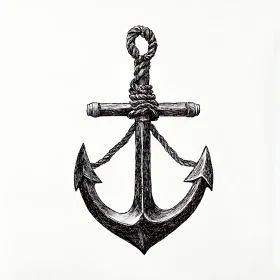 Intricate Black and White Anchor Sketch