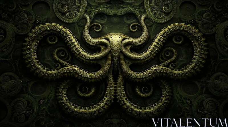 Intricate Tentacles Art in Dark Green AI Image