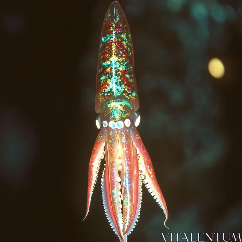 Luminous Marine Life of Bioluminescent Squid AI Image